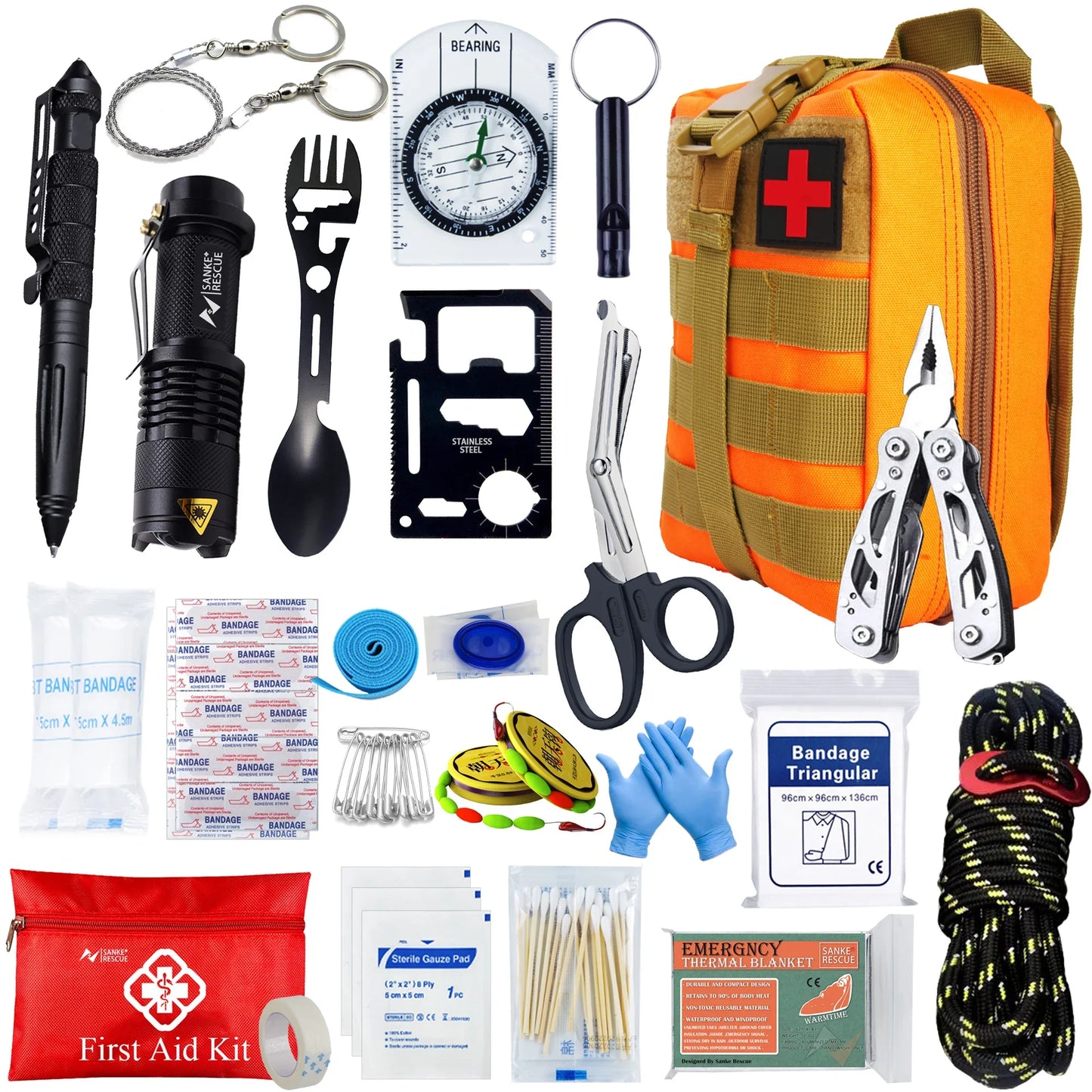 Botiquín de primeros auxilios de supervivencia, conjunto completo de supervivencia, equipo Molle para exteriores, kits de emergencia, bolsa para traumatismos, Camping, senderismo, aventuras IFAK EDC