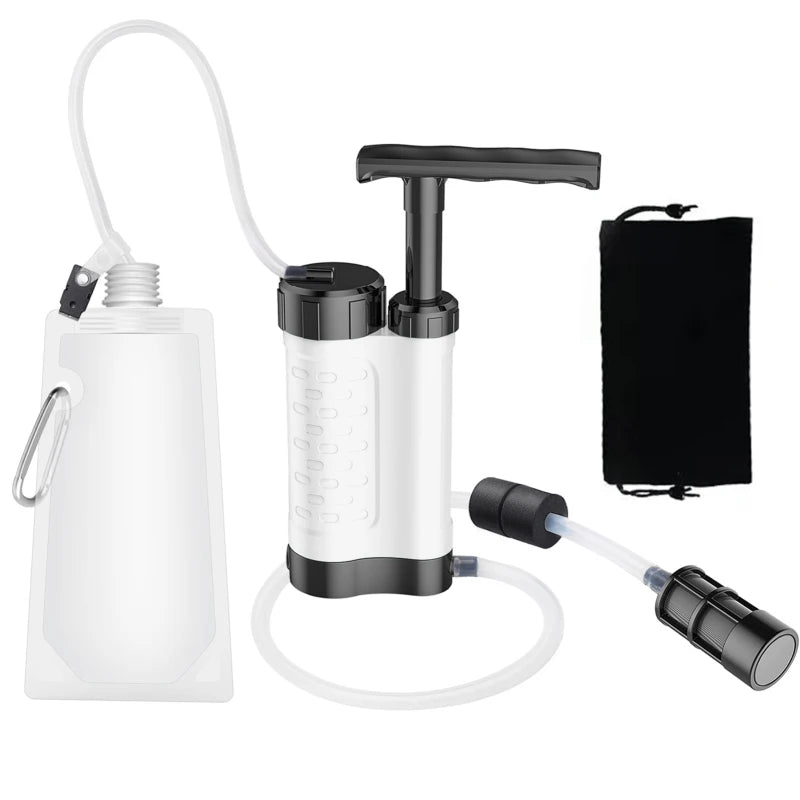 Bomba purificadora de agua, sistema de filtración de agua con filtro de agua de 0,01 micras, equipo de supervivencia de emergencia para exteriores, Camping y senderismo