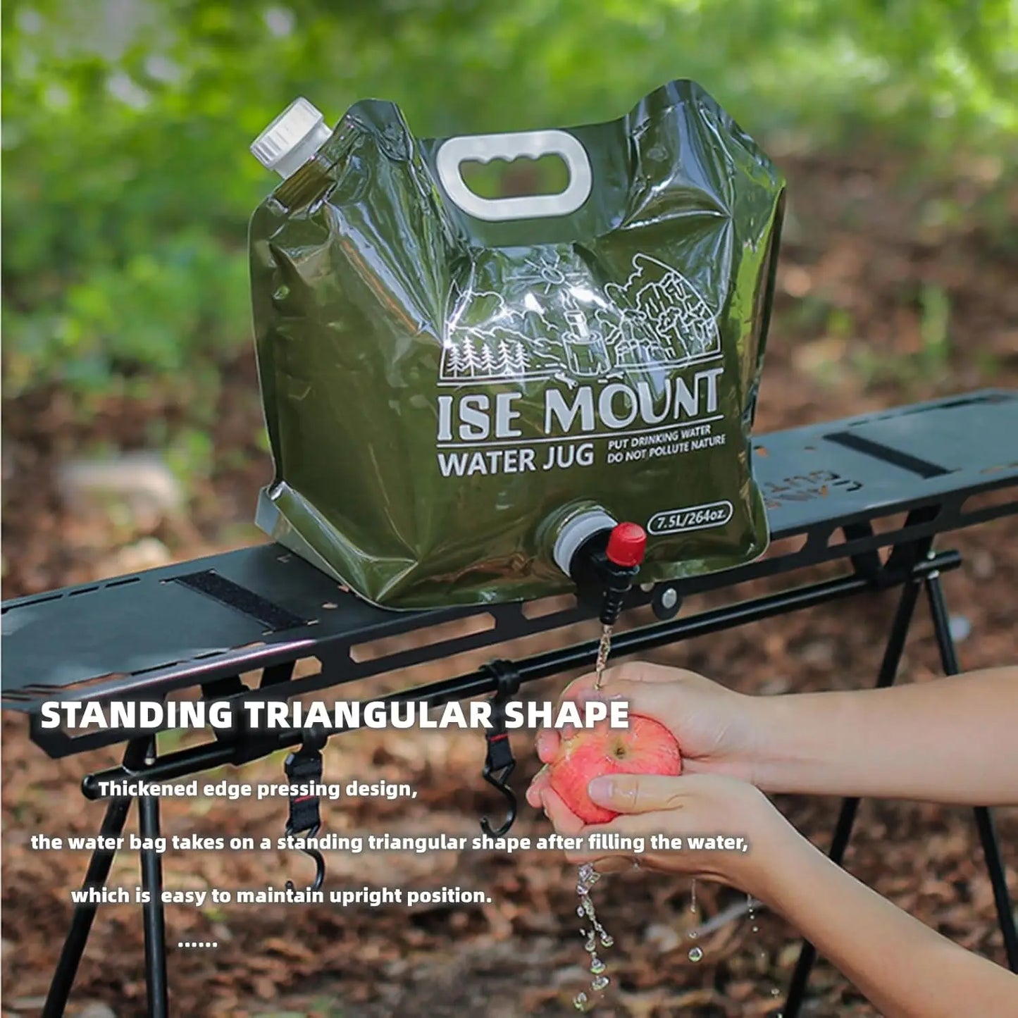 Contenedor de agua portátil de gran capacidad de 7,5 L con espiga y mango para acampar.
