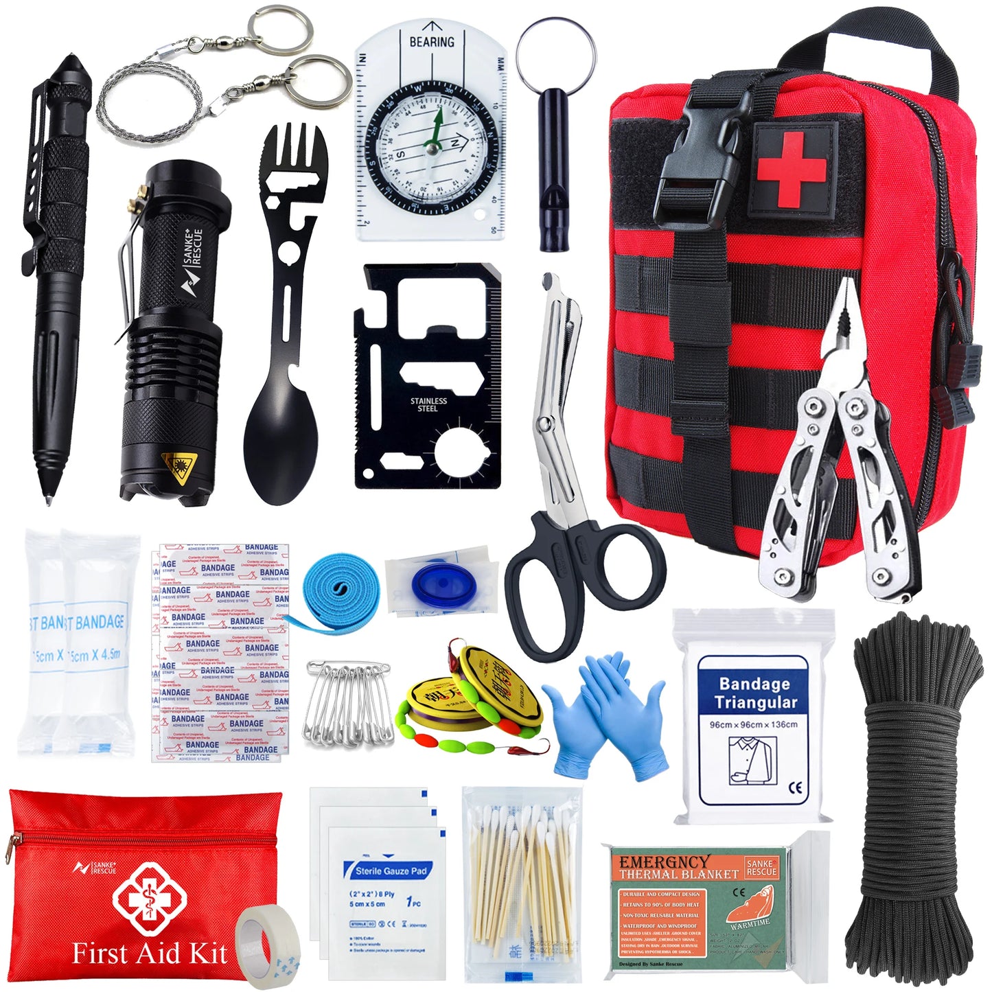 Botiquín de primeros auxilios de supervivencia, conjunto completo de supervivencia, equipo Molle para exteriores, kits de emergencia, bolsa para traumatismos, Camping, senderismo, aventuras IFAK EDC