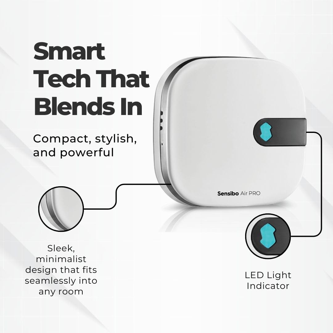 Sensibo Air Pro Controlador Inteligente para Aire Acondicionado y Sensor de Calidad del Aire Google, Alexa, Siri, Apple HomeKit