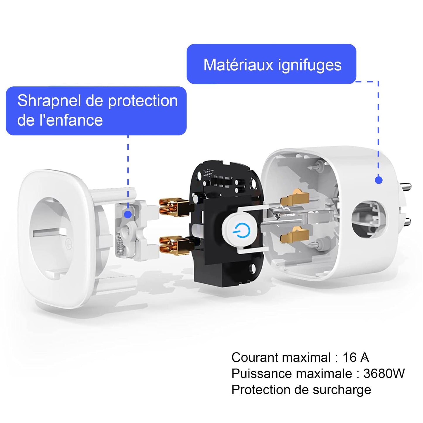 ANTELA Enchufe Inteligente WiFi 16A 3680W  Compatible con Alexa y Google Home.