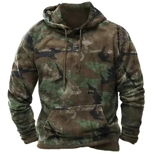 Generisch 2025 Sudaderas con capucha para hombre suéter de camuflaje sudadera con capucha con bolsillo pantalones de chándal sudadera hombre