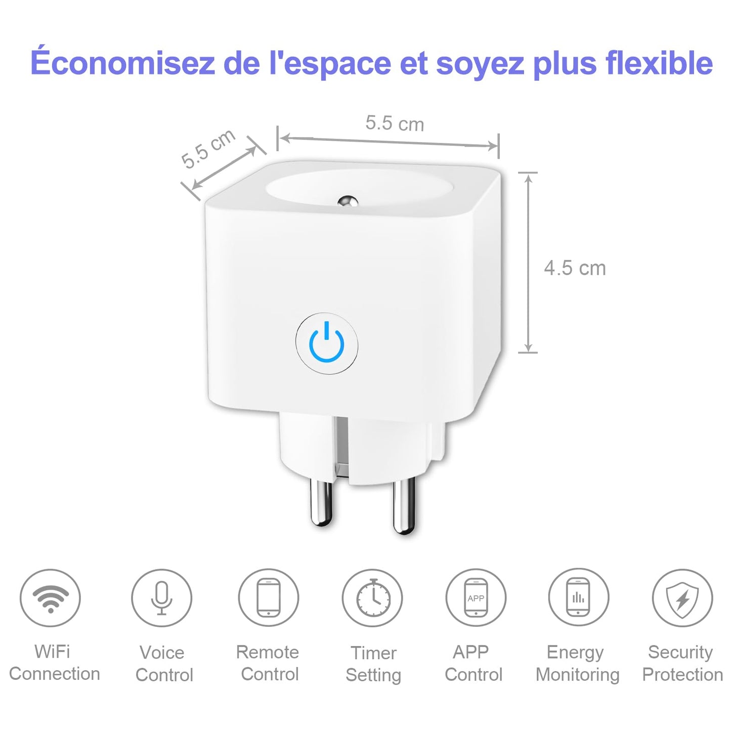 ANTELA Enchufe Inteligente WiFi 16A 3680W  Compatible con Alexa y Google Home.