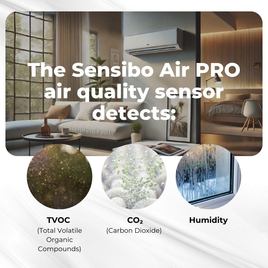 Sensibo Air Pro Controlador Inteligente para Aire Acondicionado y Sensor de Calidad del Aire Google, Alexa, Siri, Apple HomeKit
