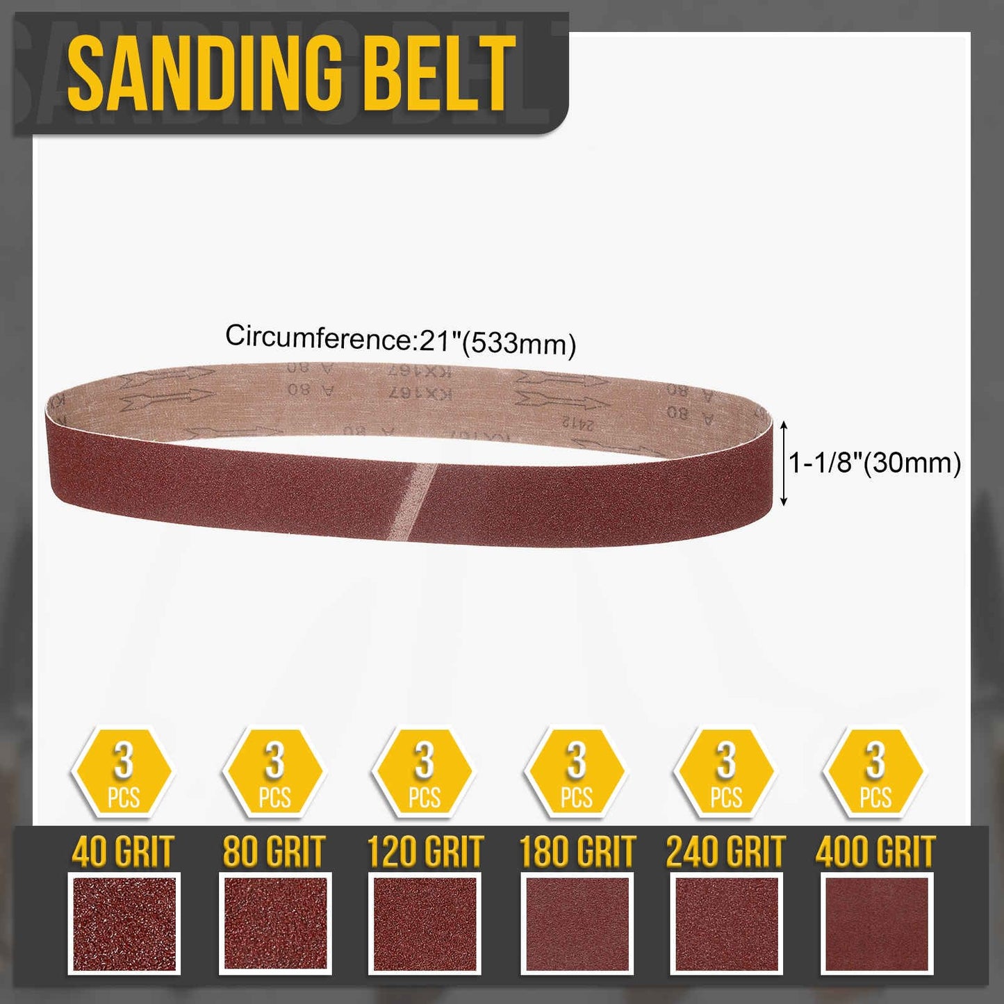 Bandas de Lija 915 x 50mm, Bandas Abrasiva de Alumina, 60/80/120/240/400 Granos para Lijadora de Banda, Herramienta para Tallar Cuchillos, Metalurgia, Madera, 5 Pcs