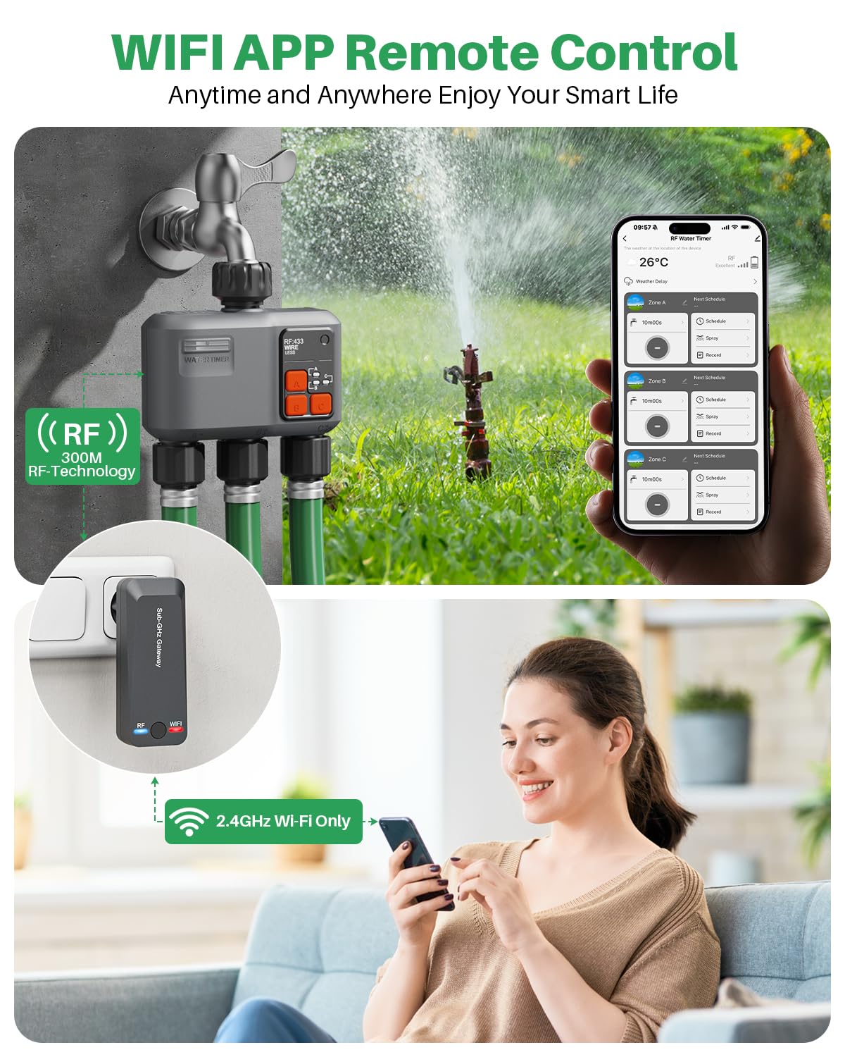 Programador de Riego WiFi con Gateway Compatible con La Aplicación Alexa y Smart Life.