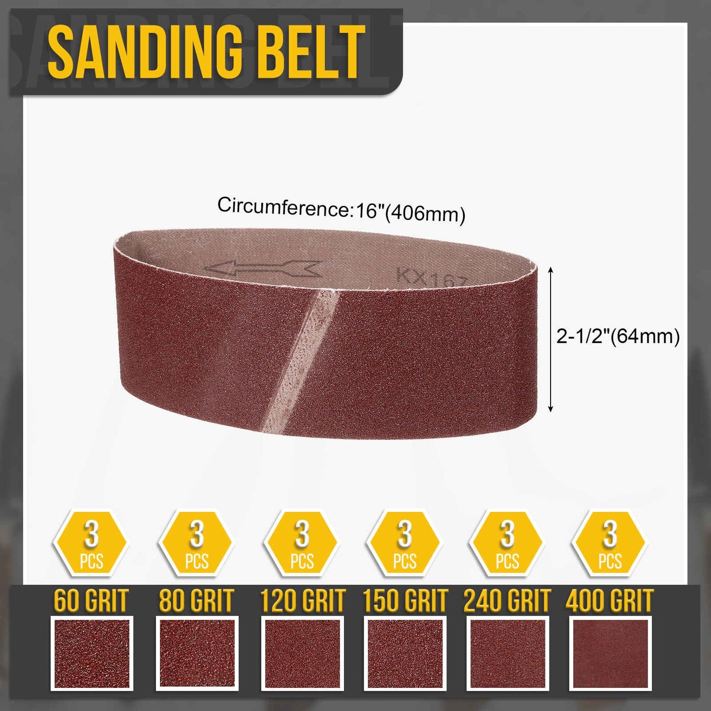 Bandas de Lija 915 x 50mm, Bandas Abrasiva de Alumina, 60/80/120/240/400 Granos para Lijadora de Banda, Herramienta para Tallar Cuchillos, Metalurgia, Madera, 5 Pcs