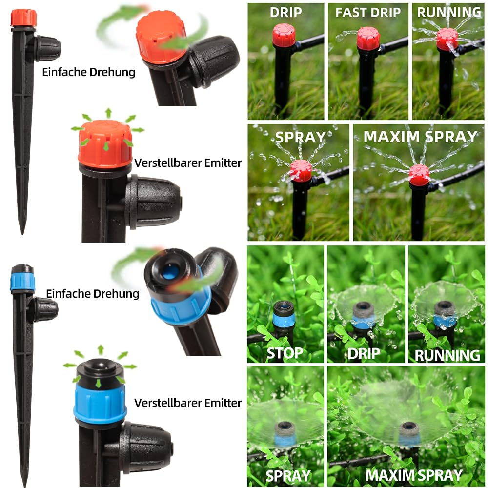 Sistema de riego por goteo 70M con temporizador para kit de jardín.