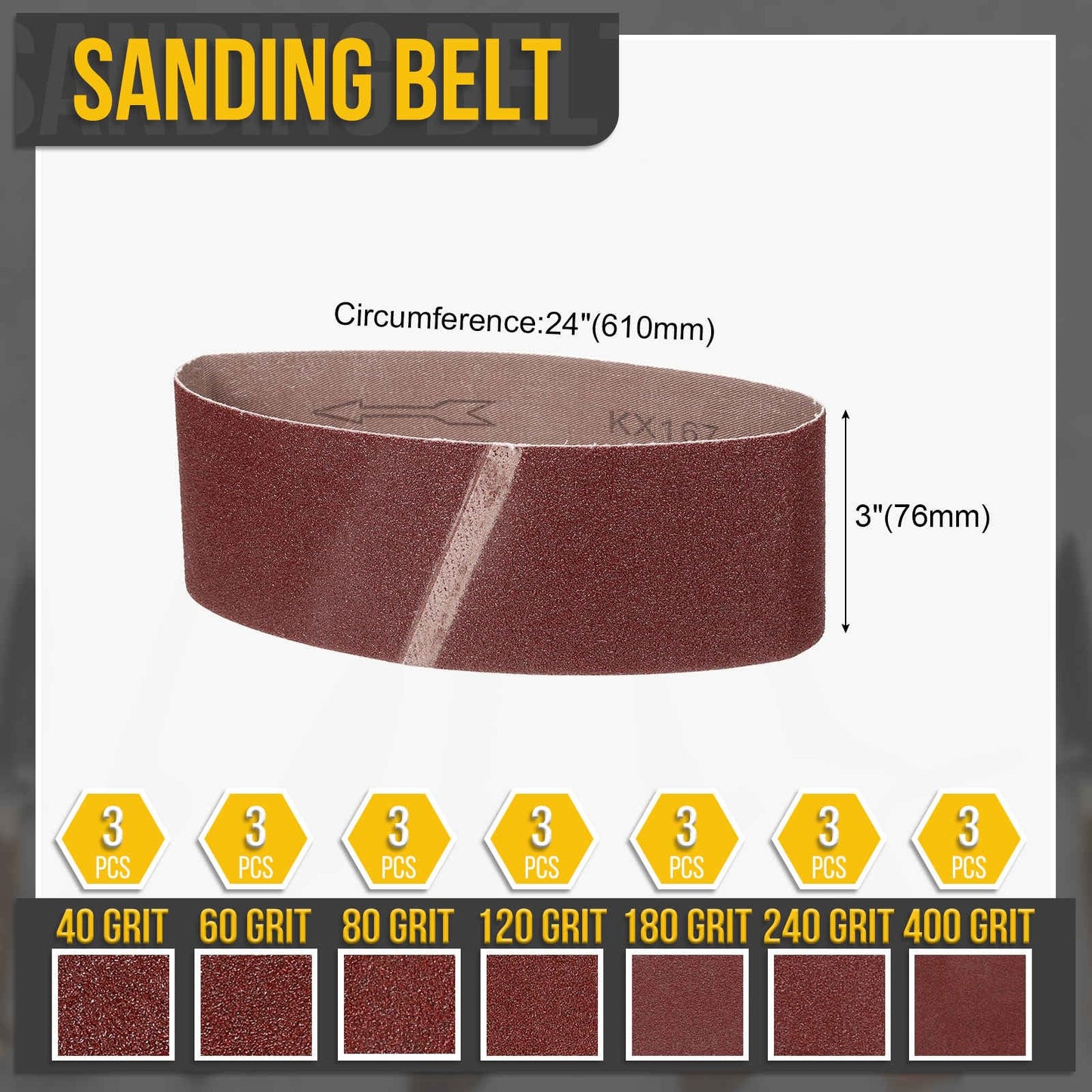 Bandas de Lija 915 x 50mm, Bandas Abrasiva de Alumina, 60/80/120/240/400 Granos para Lijadora de Banda, Herramienta para Tallar Cuchillos, Metalurgia, Madera, 5 Pcs