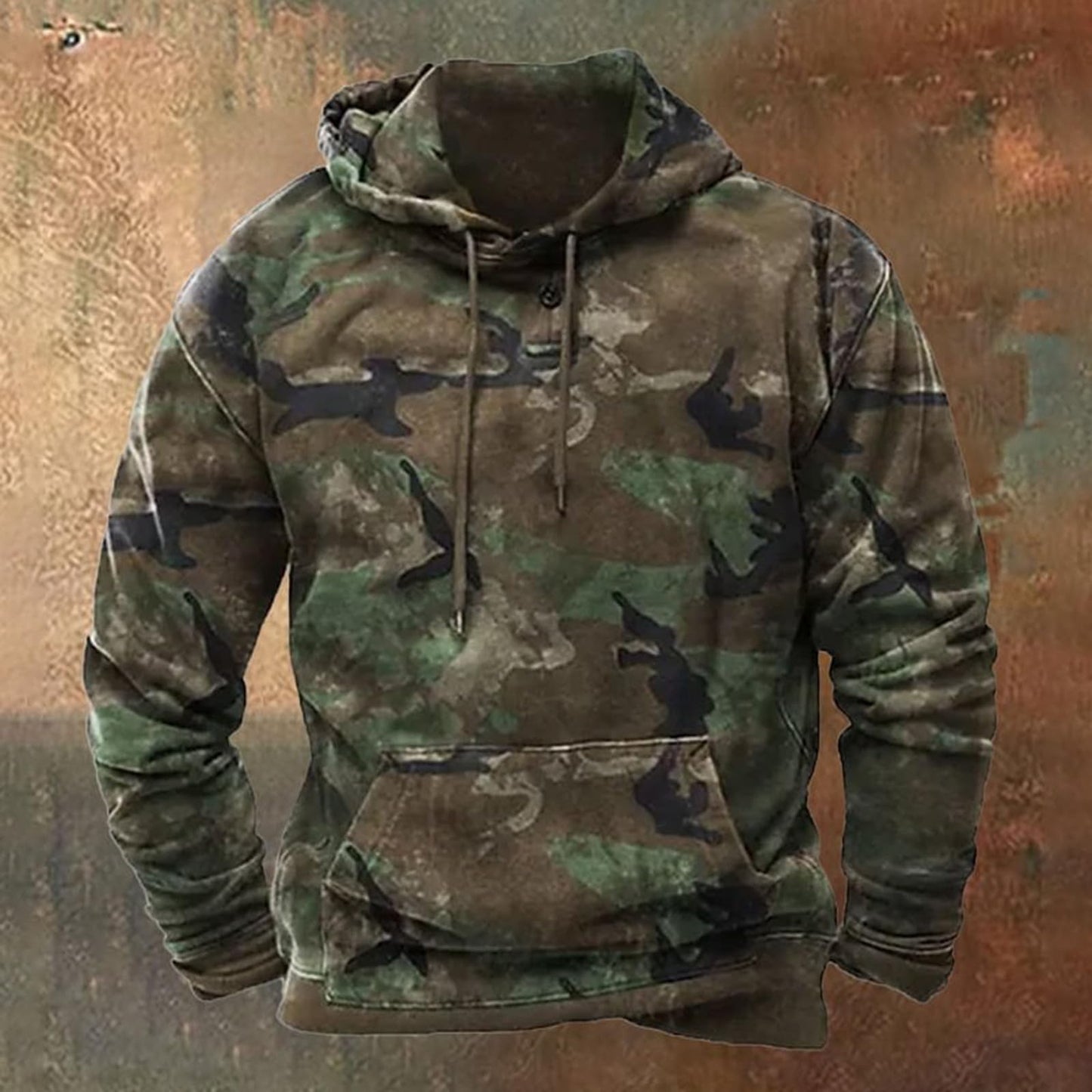 Generisch 2025 Sudaderas con capucha para hombre suéter de camuflaje sudadera con capucha con bolsillo pantalones de chándal sudadera hombre