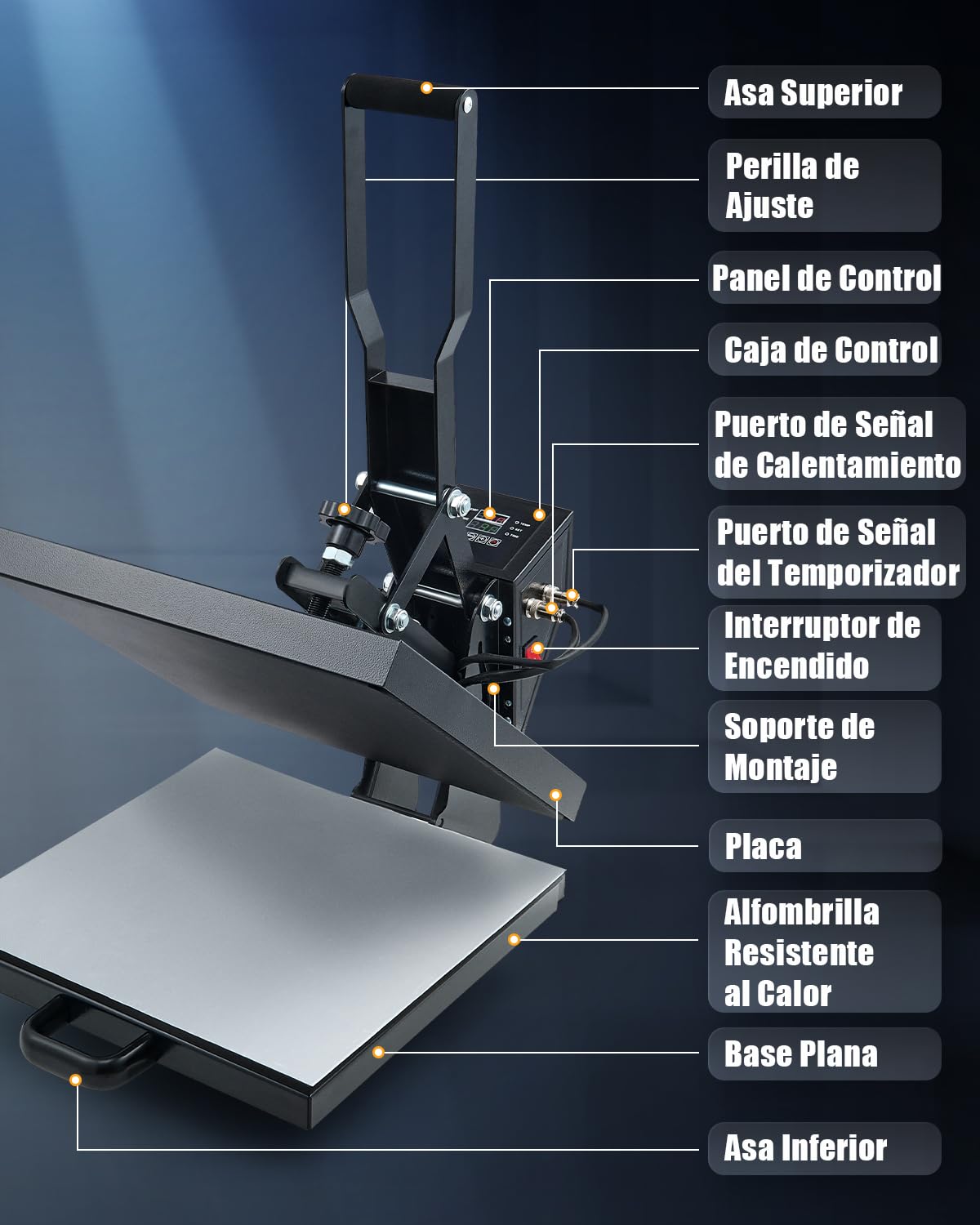 CREWORKS Prensa de Calor para Sublimacion 8 en 1 con Panel de Control Digital.