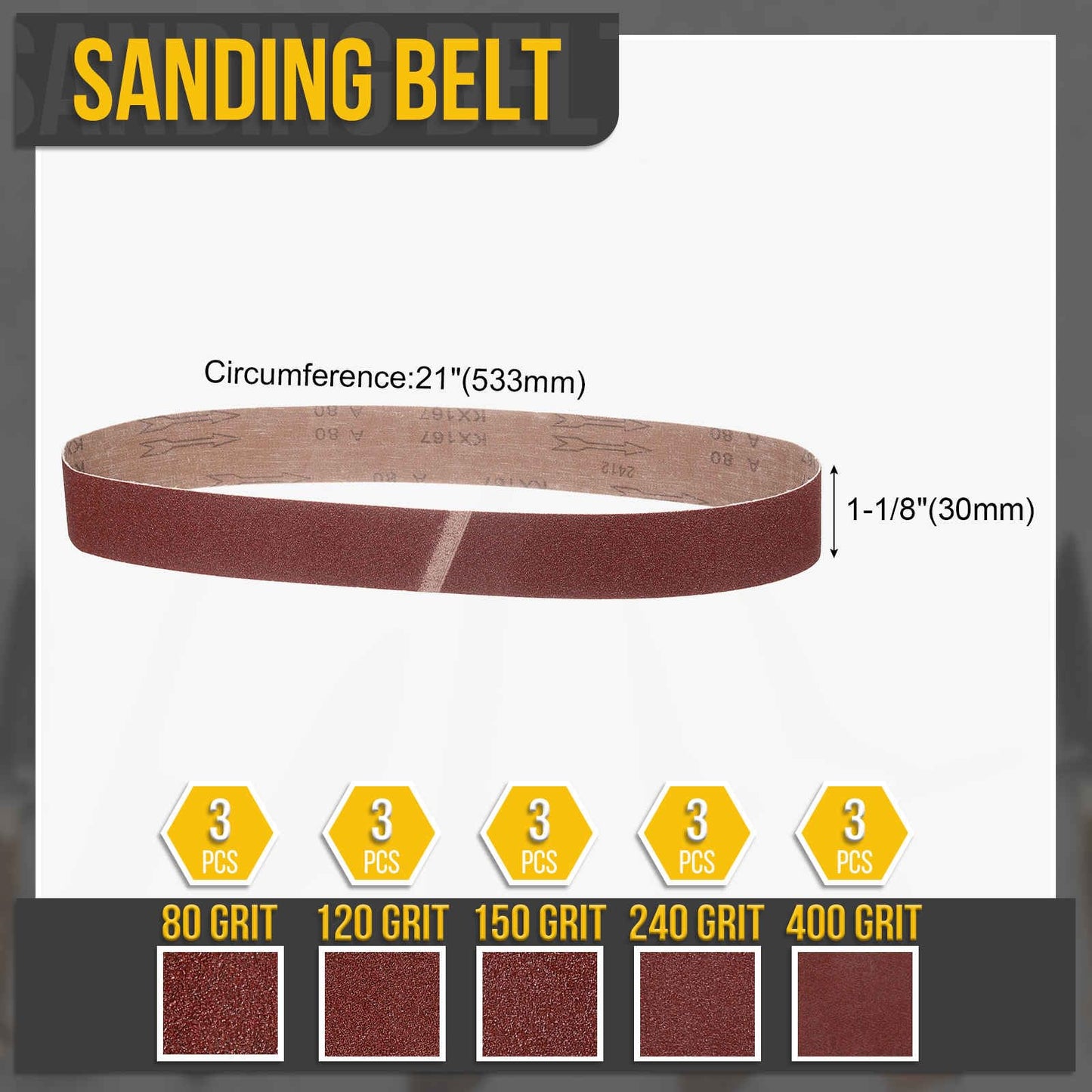 Bandas de Lija 915 x 50mm, Bandas Abrasiva de Alumina, 60/80/120/240/400 Granos para Lijadora de Banda, Herramienta para Tallar Cuchillos, Metalurgia, Madera, 5 Pcs