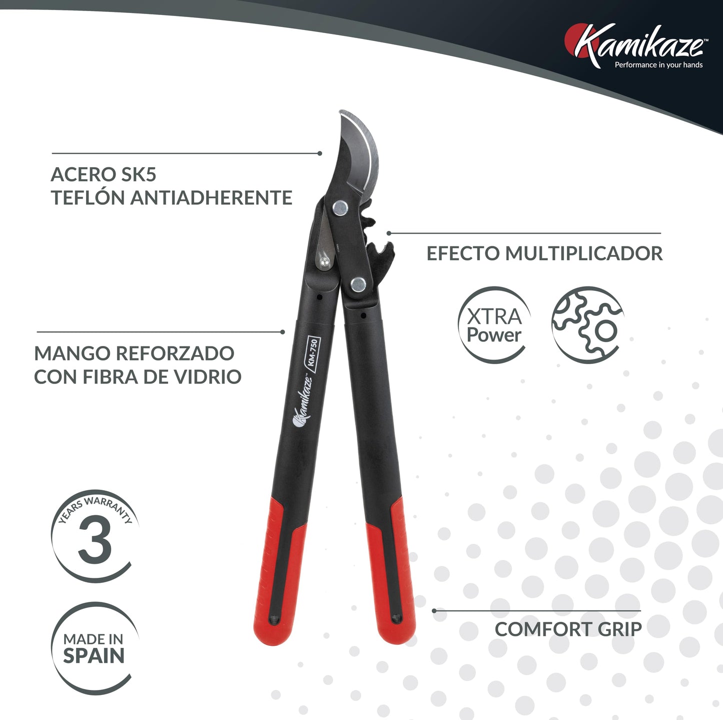 KAMIKAZE KM760 Tijera de Dos manos para Poda de Arboles.