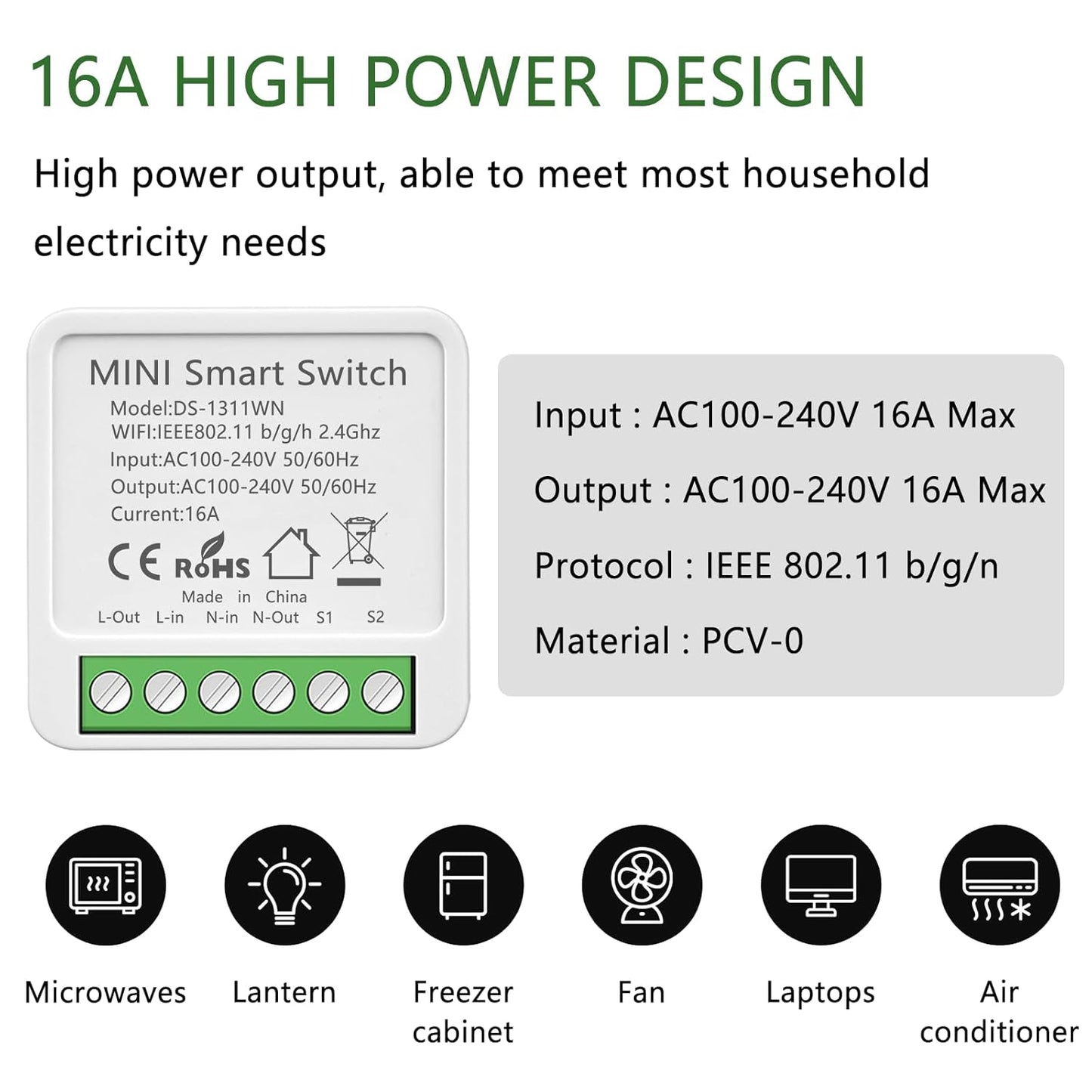 4PC Interruptor de Luz Inteligente WIFI, Interruptore Inteligente, Smart Switch,Interruptori Inteligente Compatible con Alexa,Tuya y Smart Life,Interruptori WIFI, Interruptor Alexa