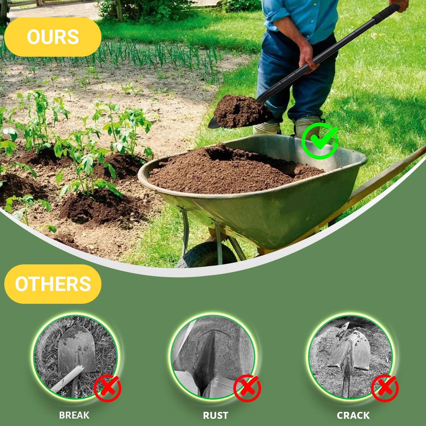 Pala jardineria pequeña con Ajustable Mango metálico de 110c.