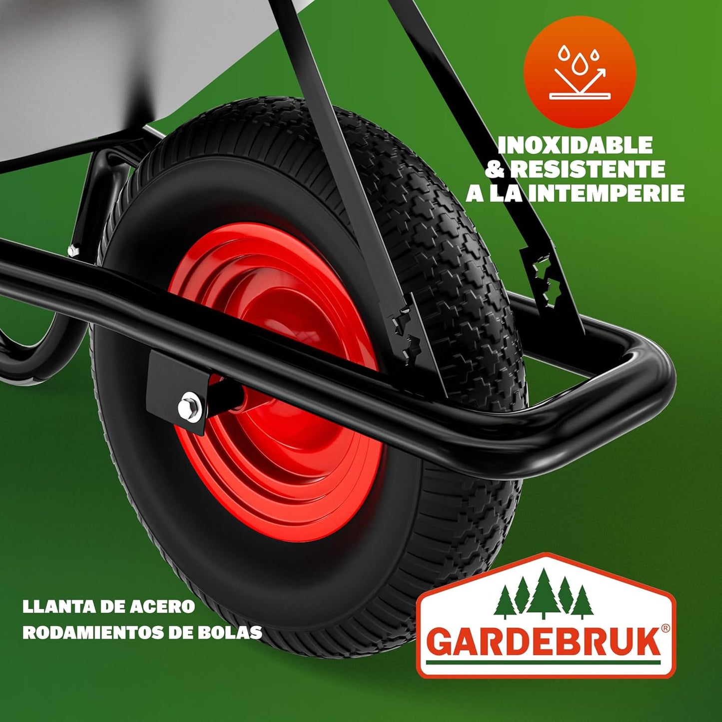 GARDEBRUK® Carretilla de Obra 100 L Capacidad Carga 250 Kg .