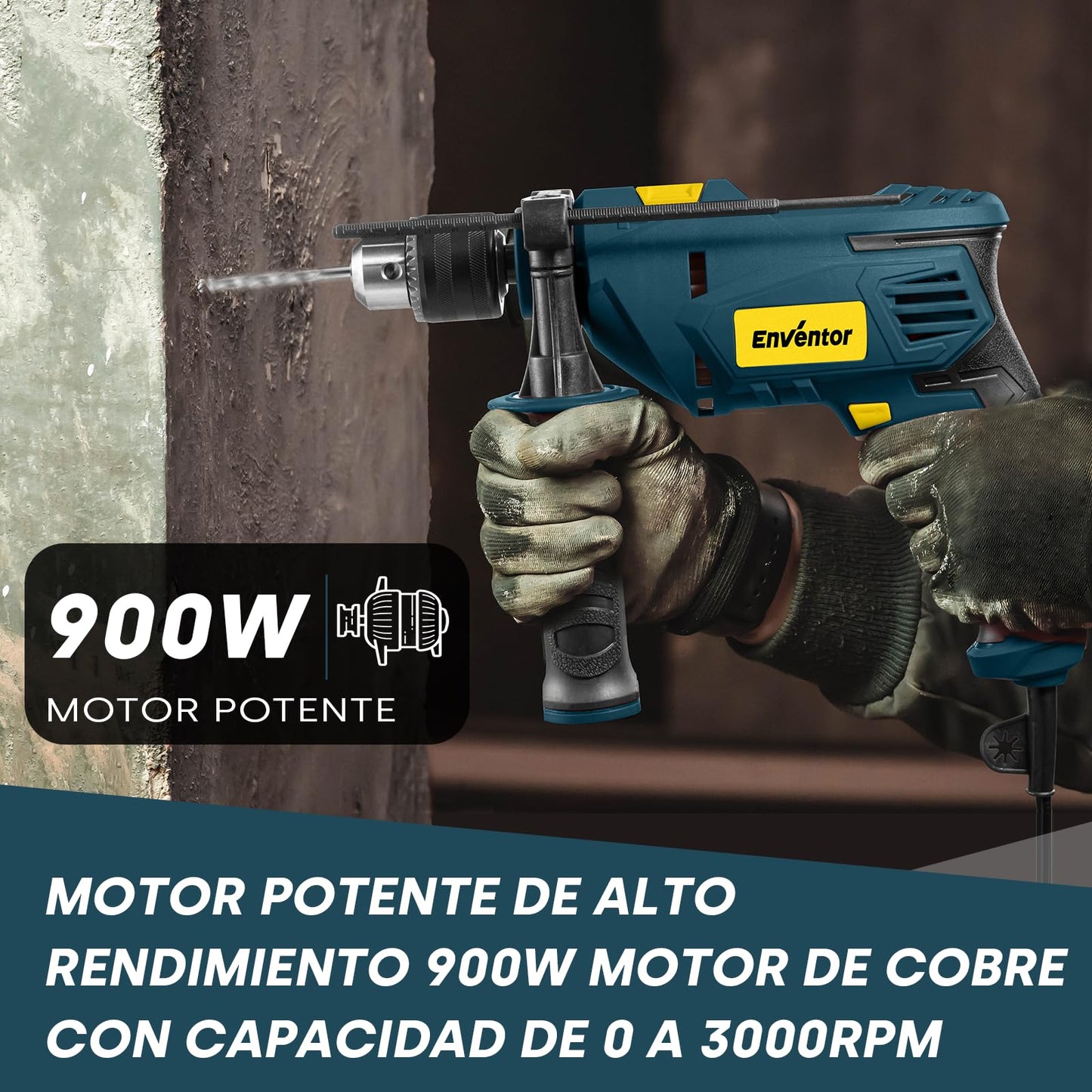Enventor Taladro Percutor con Cable 900W.