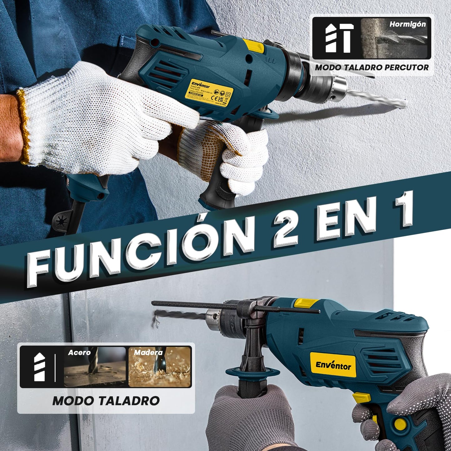 Enventor Taladro Percutor con Cable 900W.