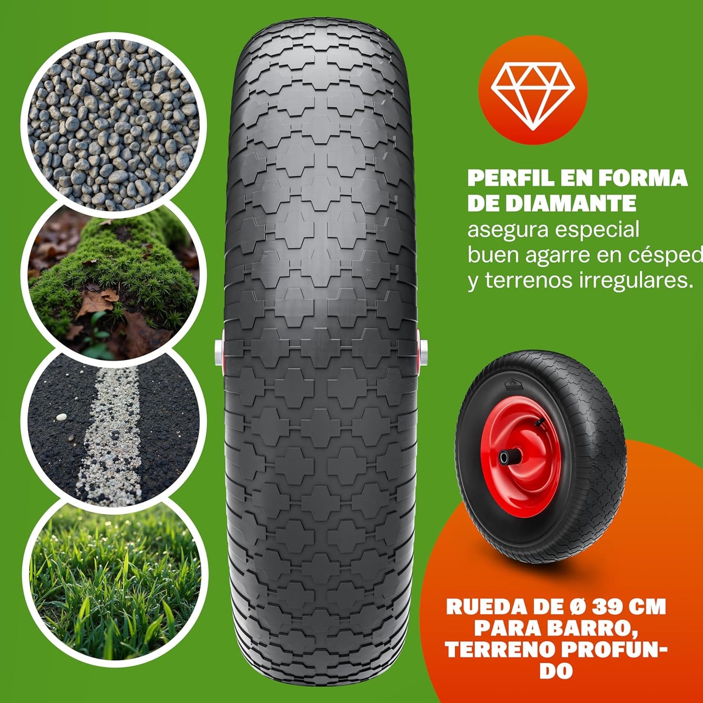 GARDEBRUK® Carretilla de Obra 100 L Capacidad Carga 250 Kg .