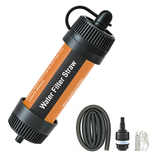 Filtro de agua para exteriores, purificador de agua portátil con pajita, equipo de supervivencia para acampar, senderismo, mochilero, preparación para emergencias