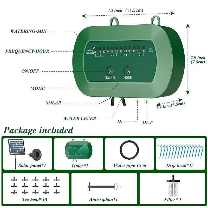 Kit de riego por goteo Solar para jardín