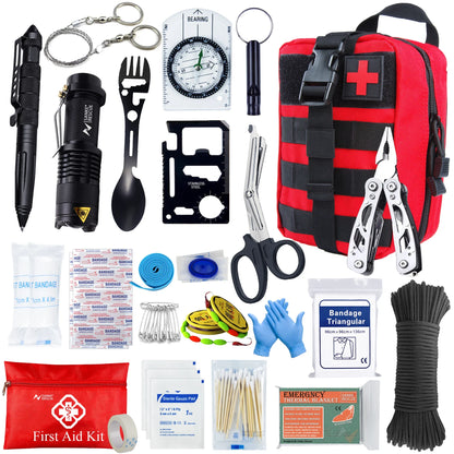 Botiquín de primeros auxilios de supervivencia, conjunto completo de supervivencia, equipo Molle para exteriores, kits de emergencia, bolsa para traumatismos, Camping, senderismo, aventuras IFAK EDC