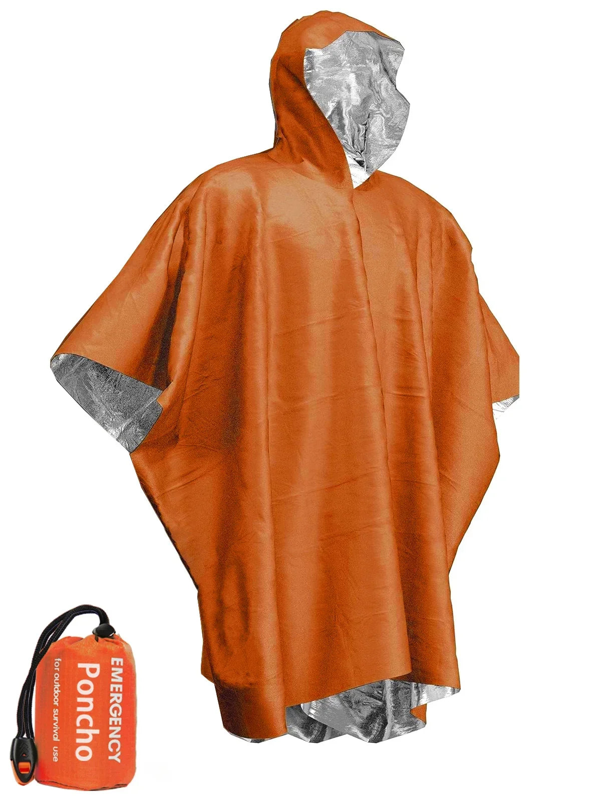 Chubasquero impermeable de emergencia, Poncho desechable de película de aluminio, ropa impermeable térmica cálida, mantas, herramientas de supervivencia, equipo de Camping