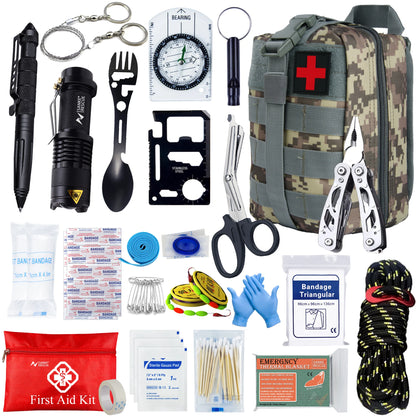 Botiquín de primeros auxilios de supervivencia, conjunto completo de supervivencia, equipo Molle para exteriores, kits de emergencia, bolsa para traumatismos, Camping, senderismo, aventuras IFAK EDC