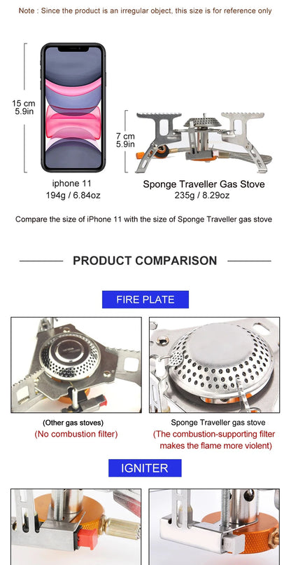 Estufa de Gas para acampar, estufa plegable portátil para mochilero al aire libre, equipo turístico para cocinar, senderismo, Picnic, 3500W