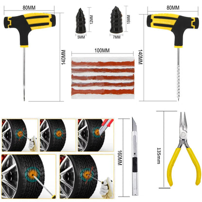 Kit de reparación de neumáticos de coche.