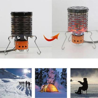 Mini estufa calefactora de Gas de acero inoxidable, cubierta calefactora portátil, estufa de Camping, campana calefactora para acampar al aire libre