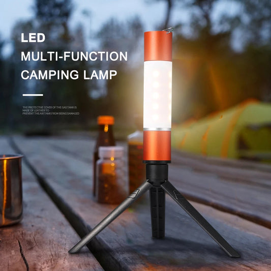 Linterna LED telescópica para acampar al aire libre, lámpara de mesa multifuncional, recargable, retráctil, con trípode y tuercas