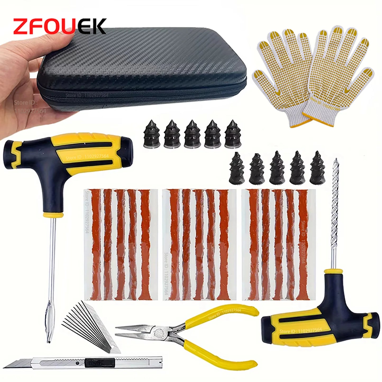 Kit de reparación de neumáticos de coche.
