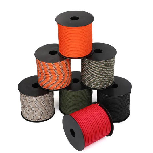 Cuerda de paracaídas de poliéster para exteriores, paragüero militar de 7 núcleos de 50/100M, 4mm, tienda de supervivencia para acampar, tendedero, 550