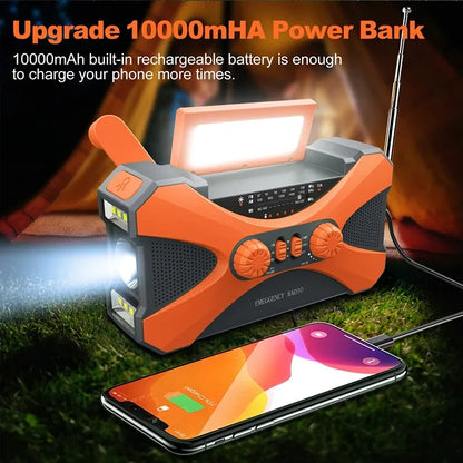 Cargador portátil de 10000mAh solar y manual.