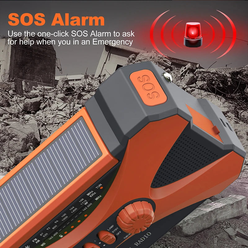 Cargador portátil de 10000mAh solar y manual.