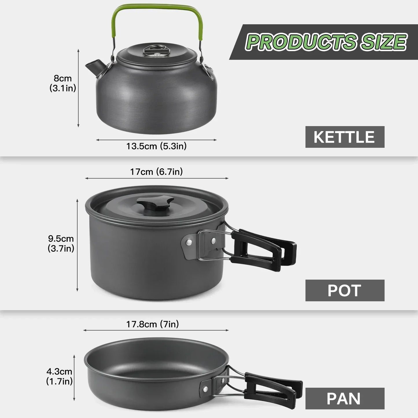 TOMSHOO, 21 Uds., utensilios de cocina para acampar, Kit de desorden, olla y sartén para acampar, juego de cocina para acampar al aire libre, senderismo, mochilero, equipo de supervivencia