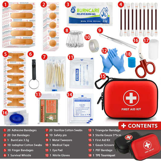 Kit de bolsa de primeros auxilios médica de emergencia portátil, 103 Uds., para el hogar, viajes al aire libre, equipo de Camping, medicina de supervivencia