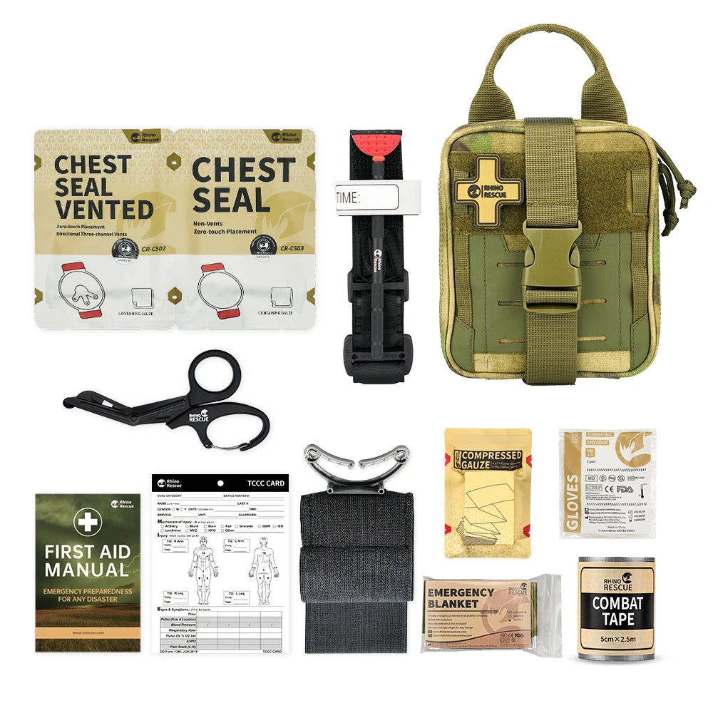 Bolsa EDC de rescate de rinoceronte, botiquín de primeros auxilios, Kit táctico de supervivencia para traumatismos, bolsas de herramientas de utilidad Molle para acampar y hacer senderismo