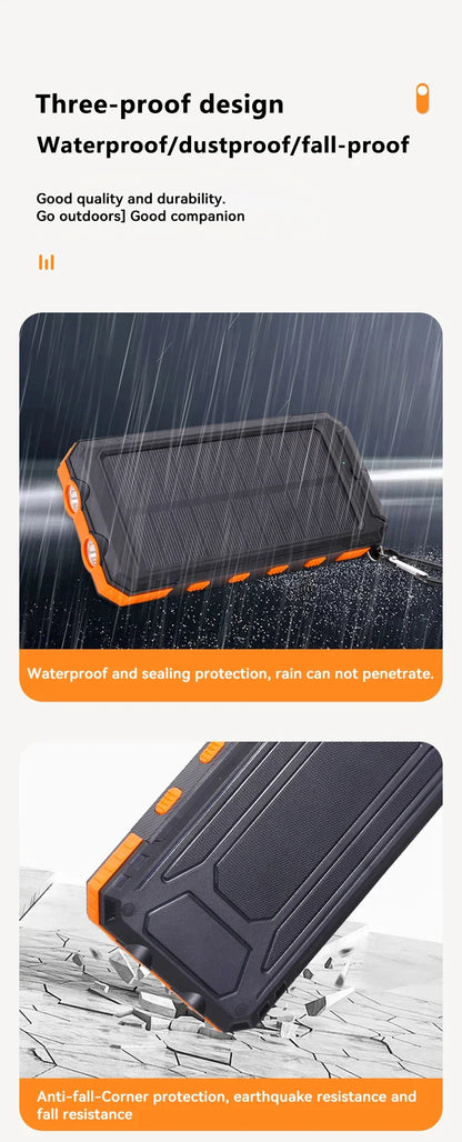 Cargador solar portátil de gran capacidad.