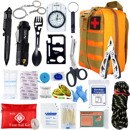 Botiquín de primeros auxilios de supervivencia, conjunto completo de supervivencia, equipo Molle para exteriores, kits de emergencia, bolsa para traumatismos, Camping, senderismo, aventuras IFAK EDC
