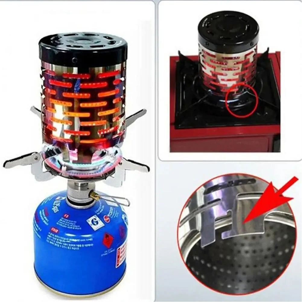Mini estufa calefactora de Gas de acero inoxidable, cubierta calefactora portátil, estufa de Camping, campana calefactora para acampar al aire libre