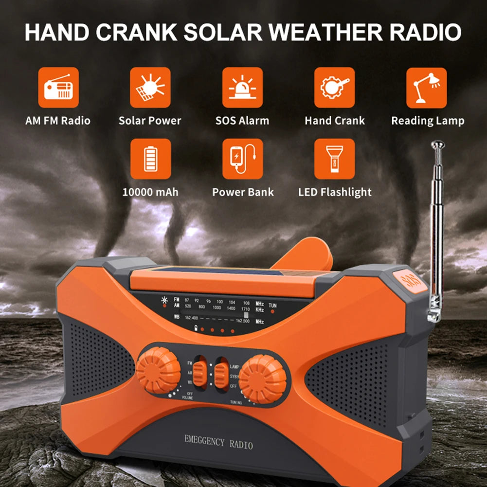 Cargador portátil de 10000mAh solar y manual.
