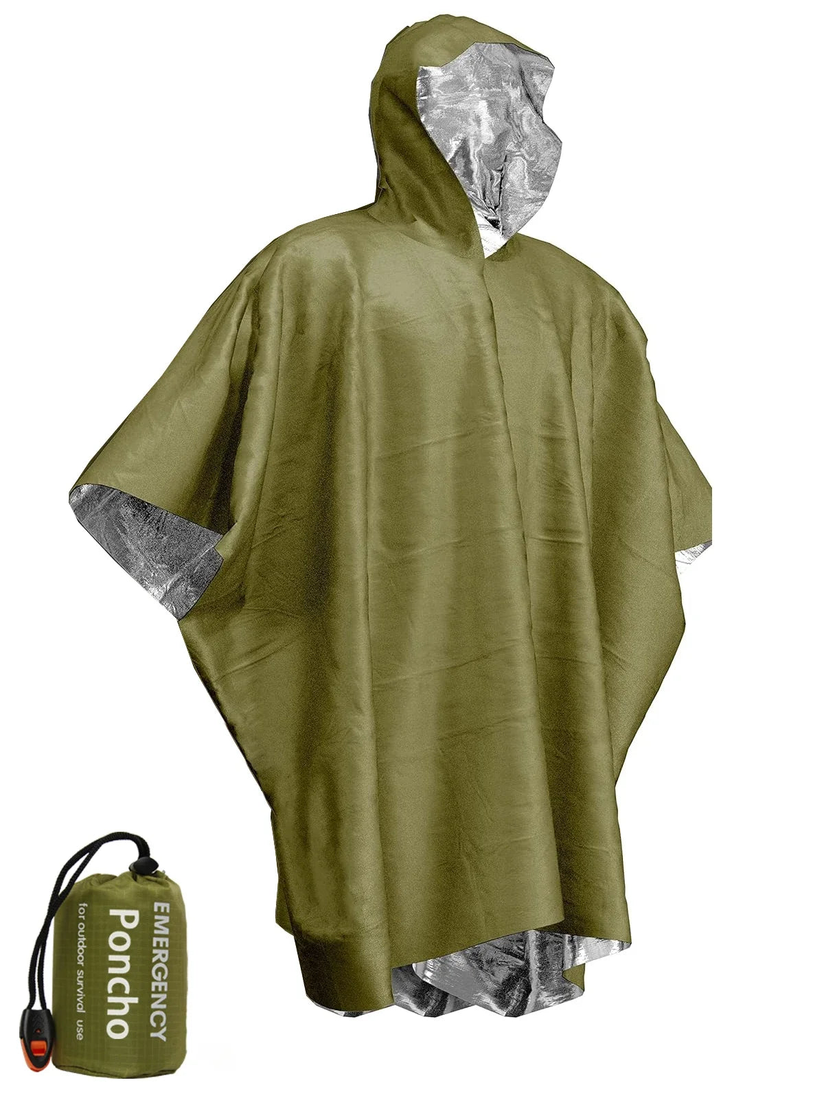 Chubasquero impermeable de emergencia, Poncho desechable de película de aluminio, ropa impermeable térmica cálida, mantas, herramientas de supervivencia, equipo de Camping