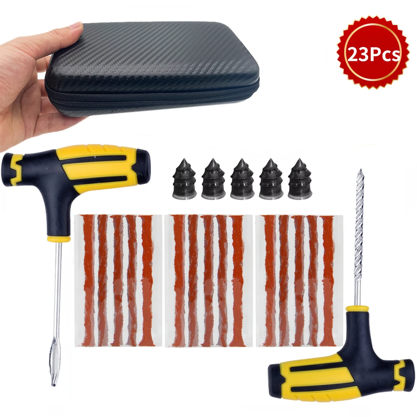 Kit de reparación de neumáticos de coche.