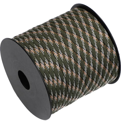 Cuerda de paracaídas de poliéster para exteriores, paragüero militar de 7 núcleos de 50/100M, 4mm, tienda de supervivencia para acampar, tendedero, 550