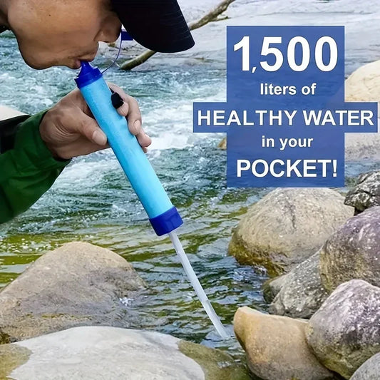 Filtro de agua personal para exteriores de 10000 galones, sistema de filtro ultraligero de 4 etapas de 0,01 micrones, purificador de agua portátil, pajita de supervivencia