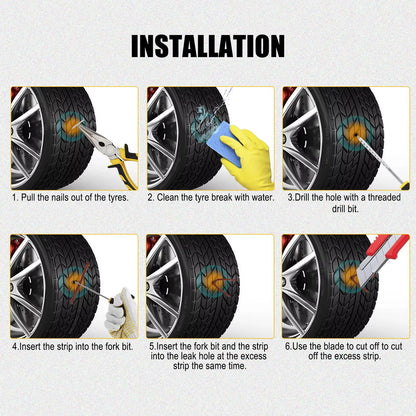 Kit de reparación de neumáticos de coche.