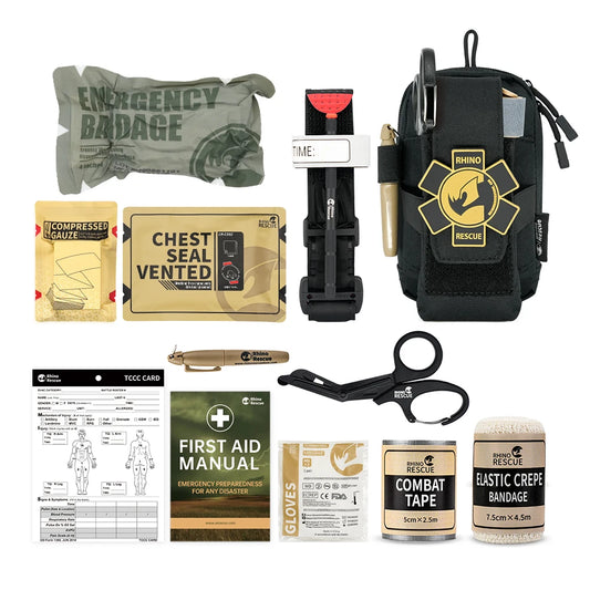 Bolsa EDC de rescate de rinoceronte, botiquín de primeros auxilios, Kit táctico de supervivencia para traumatismos, bolsas de herramientas de utilidad Molle para acampar y hacer senderismo